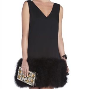 BCBG Jamysen V-Neck Feather-Hem Dress